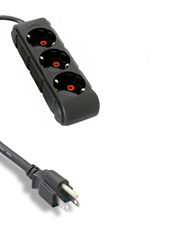 Amerikan Priz Çevirici 3 Portlu Kablolu Topraklı