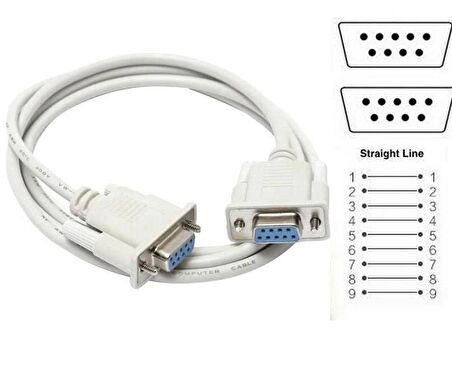 Rs-232 Seri Kablo Dişi-Dişi birebir bağlantılı 1.5 mt