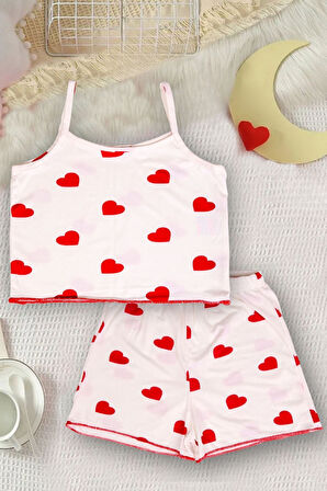 Kız Çocuk Askılı-Şortlu Yazlık 2'li Pijama Takımı