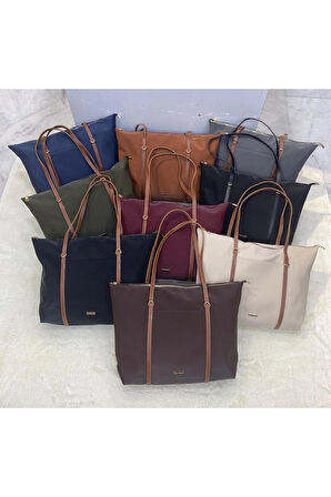 Çift Saplı Geniş Hacimli Cep Detaylı Kadın Omuz Çantası