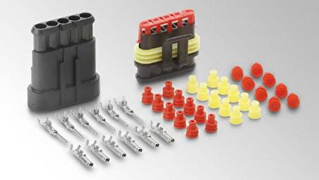 5 Pin Süperseal Su Geçirmez Araç Konnektörü Dişi-Erkek 15 mm