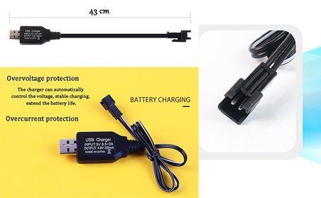  4.8 V Oyuncak Araba Batarya Şarj Cihazı USB