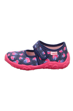 Superfit Bonny Kız Çocuk Ev Kreş Ayakkabısı - Lacivert Pembe Kalpli 800283-8800