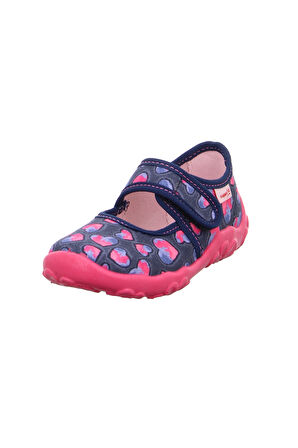 Superfit Bonny Kız Çocuk Ev Kreş Ayakkabısı - Lacivert Pembe Kalpli 800283-8800