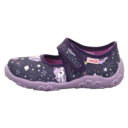 Superfit Bonny Kız Çocuk Ev Kreş Ayakkabısı Unicorn Desenli - Lacivert Mor 800283-8570