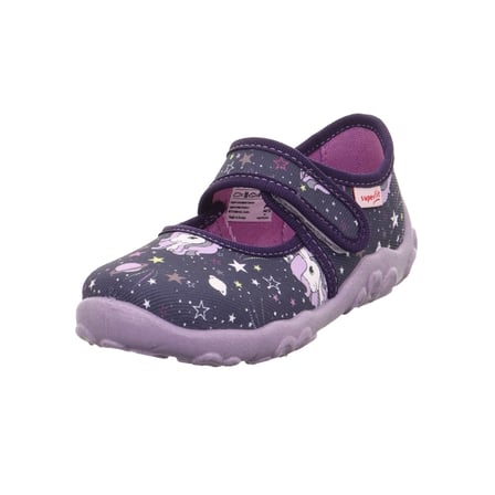 Superfit Bonny Kız Çocuk Ev Kreş Ayakkabısı Unicorn Desenli - Lacivert Mor 800283-8570
