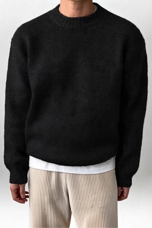Erkek Oversize Balıkçı Yaka Triko Kazak – Rahat Kalıp