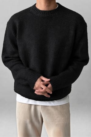 Erkek Oversize Balıkçı Yaka Triko Kazak – Rahat Kalıp