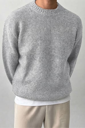 Erkek Oversize Balıkçı Yaka Triko Kazak – Rahat Kalıp