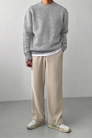 Erkek Oversize Balıkçı Yaka Triko Kazak – Rahat Kalıp