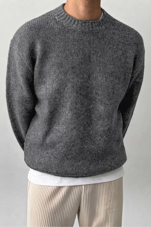 Erkek Oversize Balıkçı Yaka Triko Kazak – Rahat Kalıp