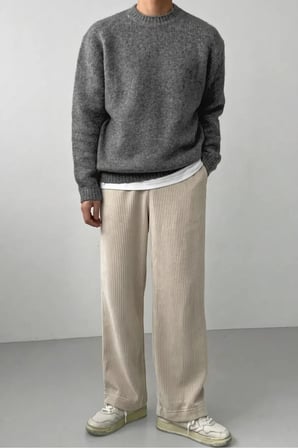 Erkek Oversize Balıkçı Yaka Triko Kazak – Rahat Kalıp