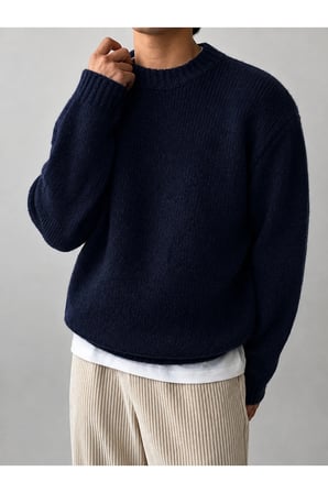 Erkek Oversize Balıkçı Yaka Triko Kazak – Rahat Kalıp