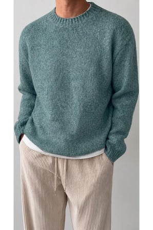 Erkek Oversize Balıkçı Yaka Triko Kazak – Rahat Kalıp