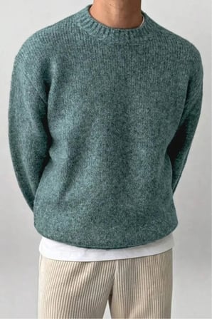 Erkek Oversize Balıkçı Yaka Triko Kazak – Rahat Kalıp