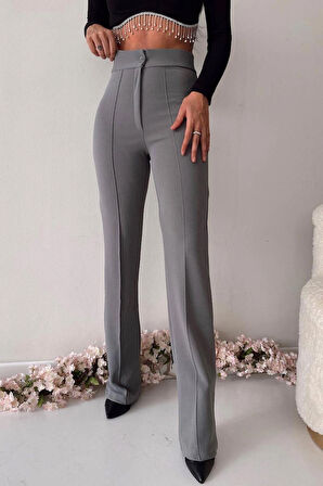 Kadın Düğmeli Yüksek Bel Palazzo Pantalon