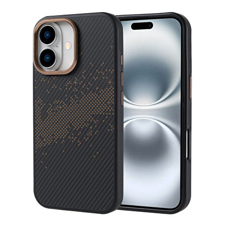 Gpack Apple iPhone 16 Kılıf Karbon Fiber Dizaynlı Magsafeli Vave Kapak