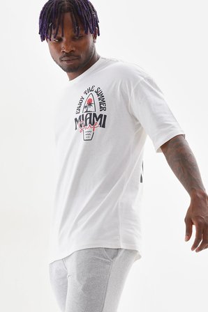 Erkek Miami Baskılı Oversize Fit  Pamuk Kısa Kol Tişört