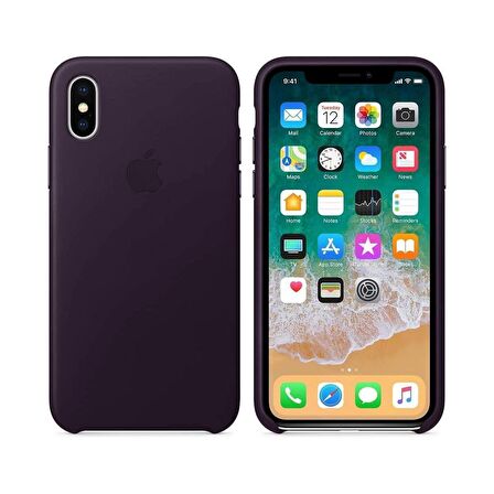 iPhone X Deri Kılıf MQTG2ZM/A - Patlıcan Moru