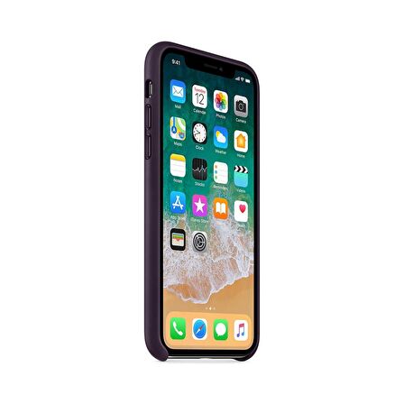 iPhone X Deri Kılıf MQTG2ZM/A - Patlıcan Moru