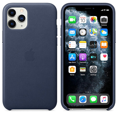 Apple iPhone 11 Pro Deri Kılıf MWYG2ZM/A Gece Mavisi