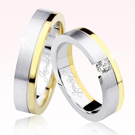 Beyaz Sarı Tektaş Altın Alyans 1902-3