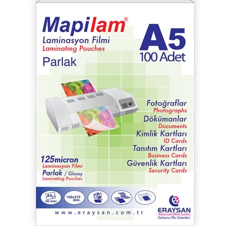 Mapi Laminasyon Filmi  (100 LÜ)125 Micron Parlak  1021205