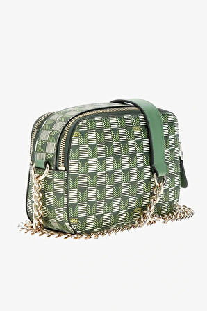 Guess Kadın Yeşil G Wave Geometrik Desenli Mini Çapraz Çanta