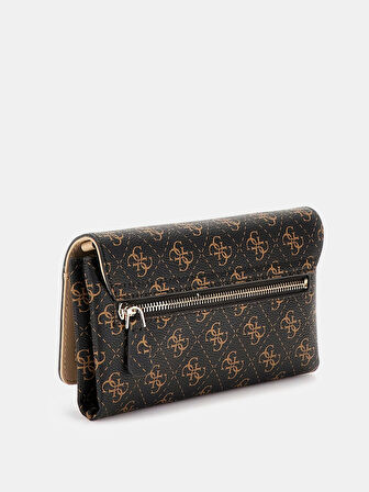 Guess Kadın Kahverengi Noelle Flap Organizer Crossbody Çanta