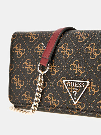 Guess Kadın Kahverengi Noelle Flap Organizer Crossbody Çanta