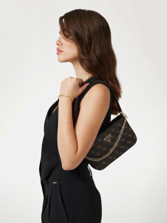 Guess Kadın Kahverengi Noelle Mini Üstten Fermuarlı Omuz Çan