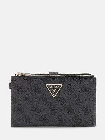Guess Kadın Antrasit Bordo Laurel Çift Fermuarlı Organizer