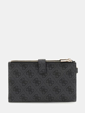 Guess Kadın Antrasit Bordo Laurel Çift Fermuarlı Organizer