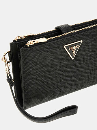 Guess Kadın Siyah Laurel Çift Fermuarlı Organizer