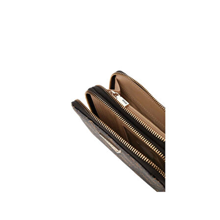 Guess Kadın Bej Laurel Orta Boy Çift Fermuarlı Organizer