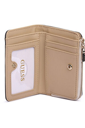 Guess Kadın Ekru Laurel Fermuarlı Kartlık