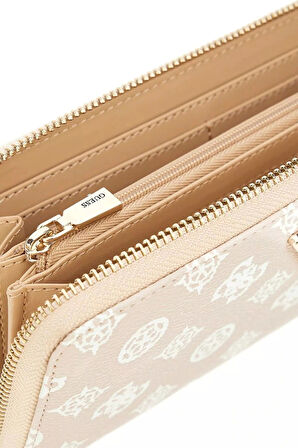 Guess Kadın Bej Laurel Büyük Fermuarlı Cüzdan