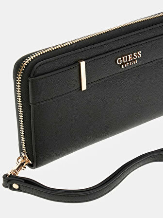 Guess Kadın Siyah Anadela Büyük Fermuarlı Cüzdan