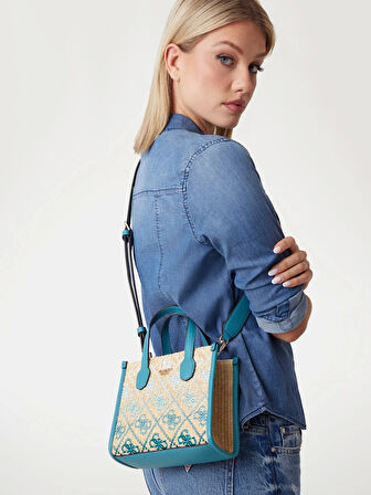 Guess Kadın Zümrüt Yeşili Silvana İki Bölmeli Mini Tote Çant