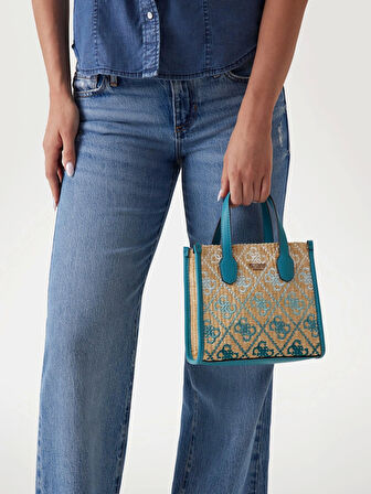 Guess Kadın Zümrüt Yeşili Silvana İki Bölmeli Mini Tote Çant