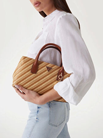 Guess Kadın Krem Simona Küçük Satchel Çanta