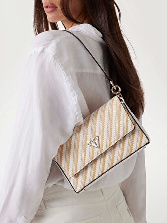 Guess Kadın Beyaz Simona Flap Omuz Çantası