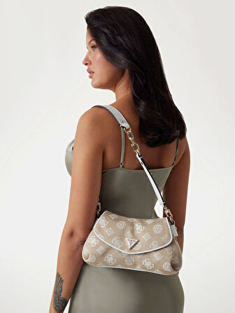 Guess Kadın Beyaz Beyza Flap Omuz Çantası
