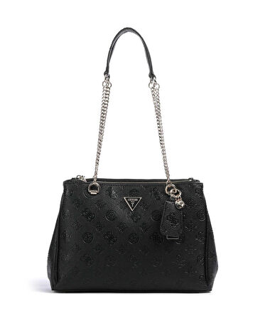Guess Kadın Siyah Cresidia Logolu Omuz Satchel Çanta