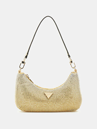 Guess Kadın Altın Zalina Mini Üstten Fermuarlı Omuz Çantası
