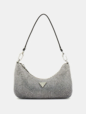 Guess Kadın Gümüş Zalina Mini Üstten Fermuarlı Omuz Çantası