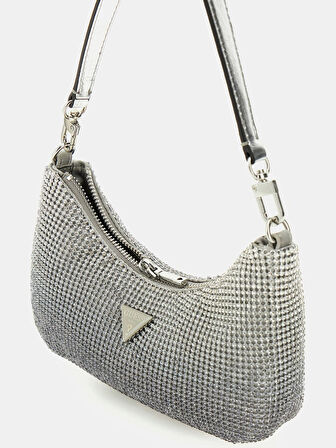 Guess Kadın Gümüş Zalina Mini Üstten Fermuarlı Omuz Çantası