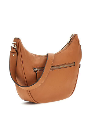 Kadın Kabartma Nakış Logolu Yarım Ay Omuz Çantası - Kahverengi | undefined