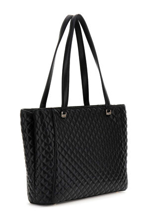 Kadın Charm Detaylı Zincir Aksesuarlı Kapitoneli Tote Omuz Çantası - Siyah | undefined