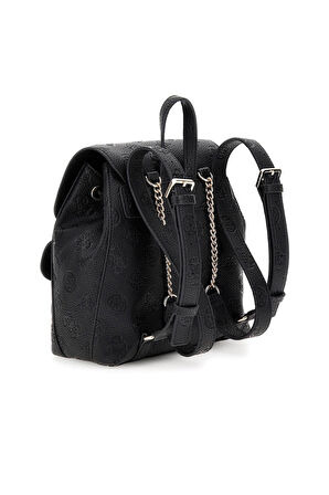 Kadın Kabartma Monogram Desenli Büzgülü Sırt Çantası - Siyah | undefined
